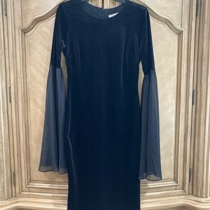 WOMENS NEW YORK & COMPANY STRETCH MIDI DRESS SIZE SMALL BLACK